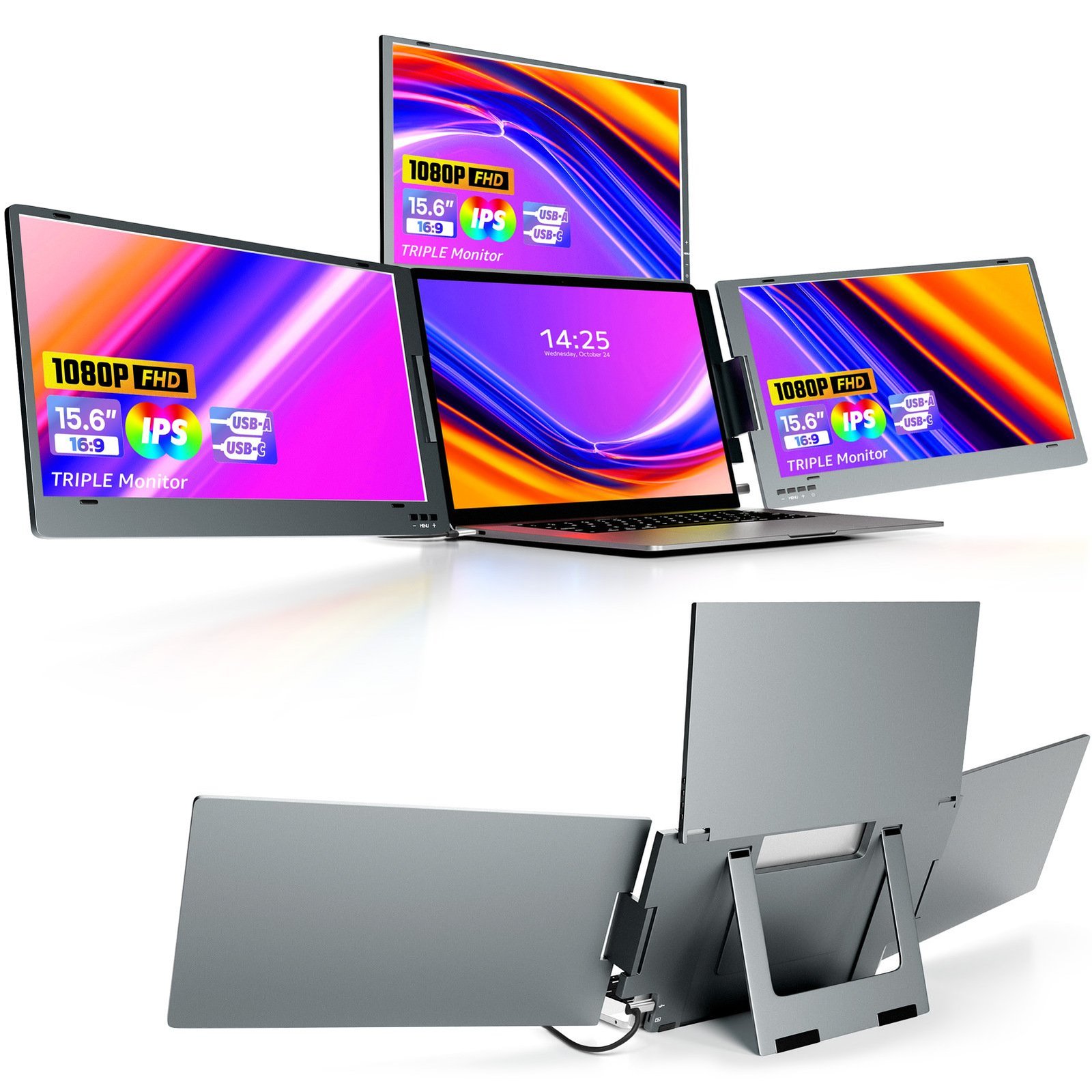 Triple écran moniteur laptop