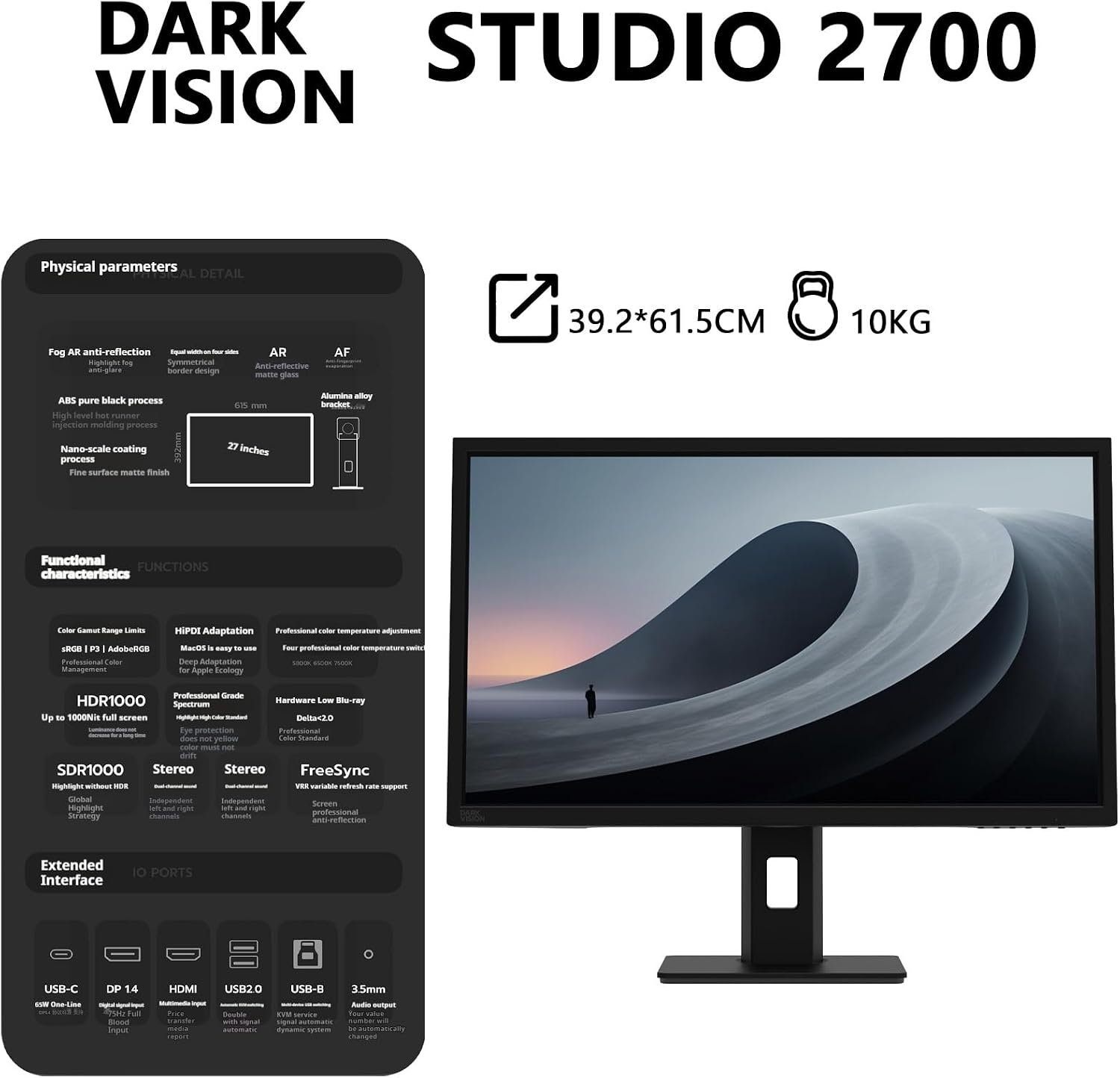 Écran Studio Pro Aluminium 27" 5K QLED – 1000 nits & HDR1000